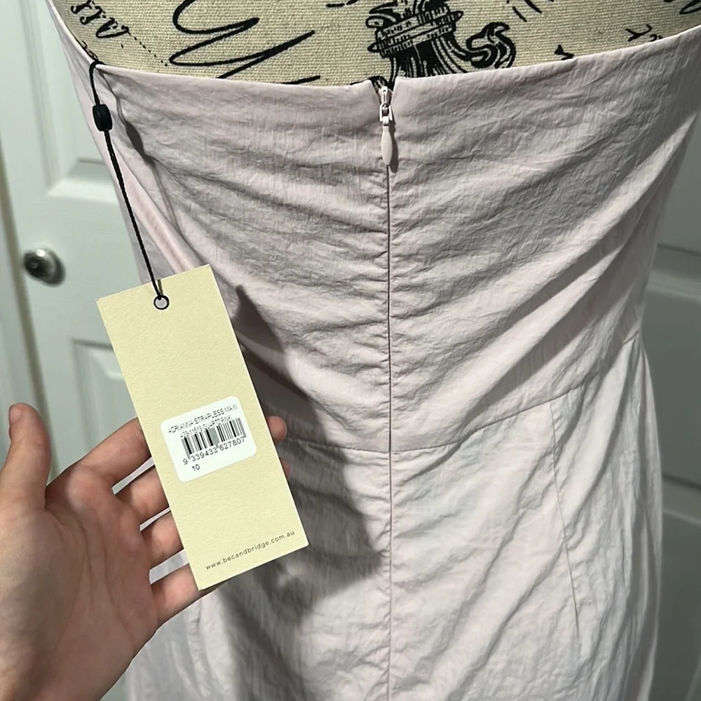 Bec + Bridge Adrianna Strapless Maxi Dress in “Quartz Pink”